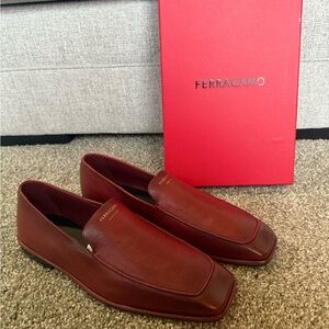 Salvatore Ferragamo Men's Brown Leather Loafers “Brian”